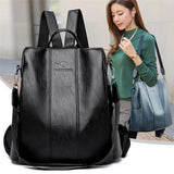 Vintage Leather Anti-Theft Backpack for Women - Travel School Girls Bag