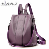 Anti-theft Leather Backpack Women Vintage Shoulder Bag Ladies Capacity Travel