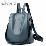 Anti-theft Leather Backpack Women Vintage Shoulder Bag Ladies Capacity Travel