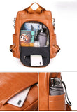 Anti-theft Women Backpack Big Capacity PU Leather School Bags Girls