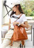 Anti-theft Women Backpack Big Capacity PU Leather School Bags Girls