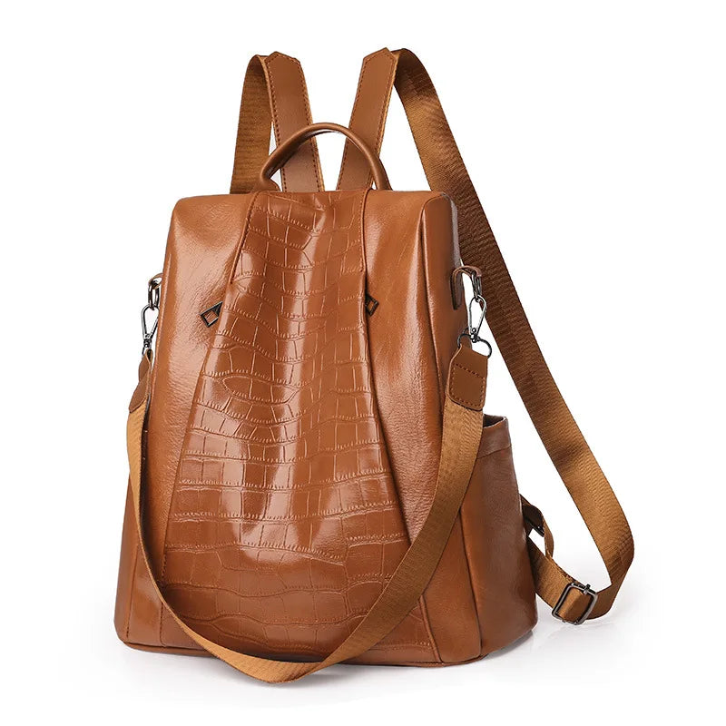 Anti-theft Women Backpack Big Capacity PU Leather School Bags Girls