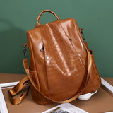 Anti-theft Women Backpack Big Capacity PU Leather School Bags Girls