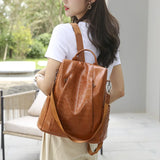 Anti-theft Women Backpack Big Capacity PU Leather School Bags Girls