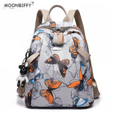 Anti-thief Feather Print Backpack Female Oxford Cloth Waterproof Travel