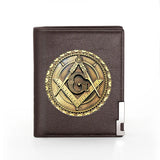 Masonic Leather Wallet Men Women Billfold Credit Card Holder Purse