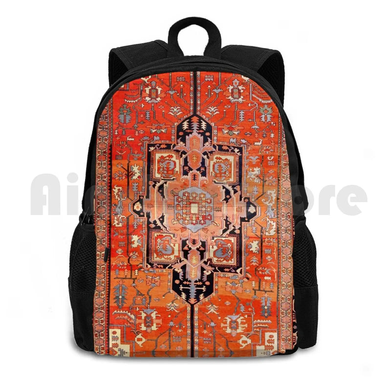 Vintage Persian Heriz Serapi Rug Print Backpack