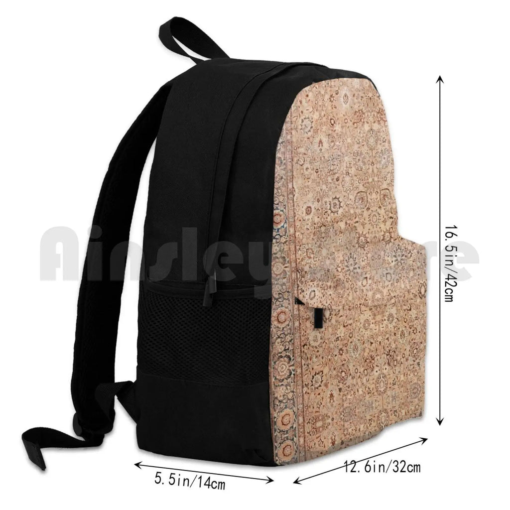 Antique Persian Tabriz Rug Print Outdoor Hiking Backpack