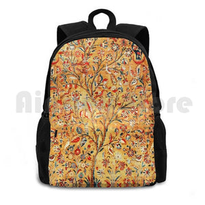 Vintage Persian Tree Of Life Kashan Rug Print Hiking Backpack