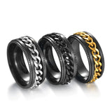 Anxiety Titanium Rotatable Chain Finger Rings For Men