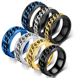 Anxiety Titanium Rotatable Chain Finger Rings For Men