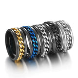 Anxiety Titanium Rotatable Chain Finger Rings For Men