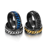 Anxiety Titanium Rotatable Chain Finger Rings For Men