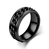 Anxiety Titanium Rotatable Chain Finger Rings For Men
