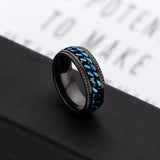 Anxiety Titanium Rotatable Chain Finger Rings For Men