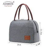 Canvas Portable Cooler Lunch Bag Thermal Insulated Food Storage Handbag