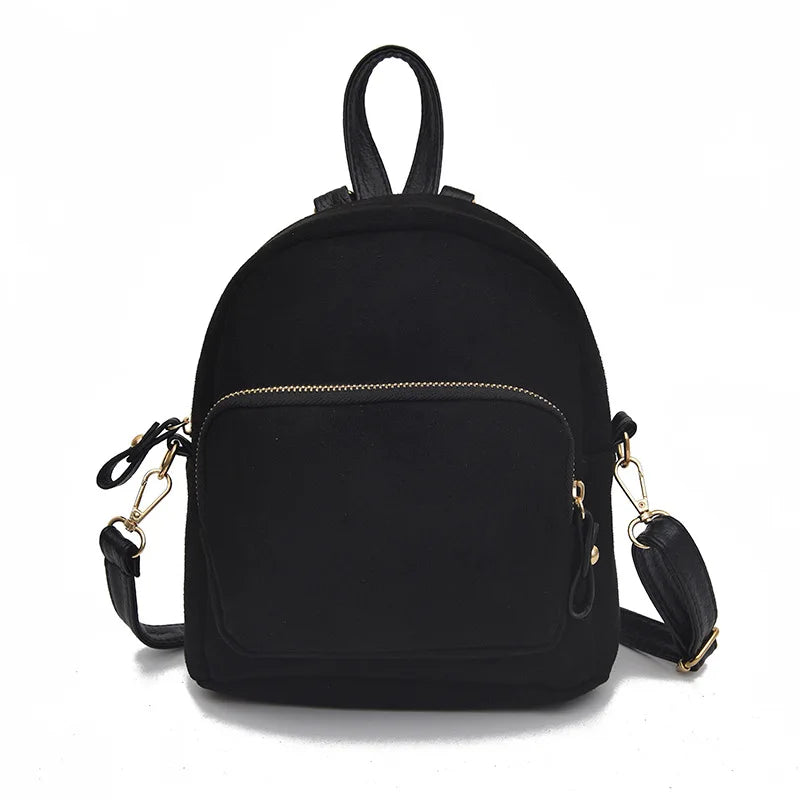 Matte Leather Women Backpack for Teenage Girl Small School Bag