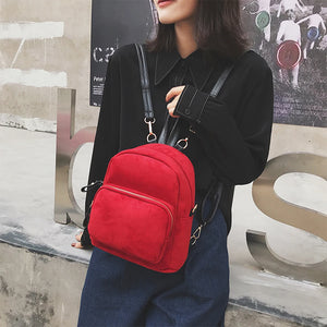 Matte Leather Women Backpack for Teenage Girl Small School Bag