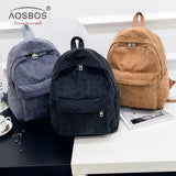 Corduroy School Bag for Girls Teenage Casual Students Laptop Backpack