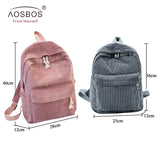 Corduroy School Bag for Girls Teenage Casual Students Laptop Backpack