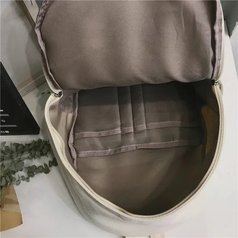 Solid Canvas School Bags for Teenage Girls Larger Capacity Backpack Men Women