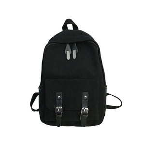 Solid Canvas School Bags for Teenage Girls Larger Capacity Backpack Men Women