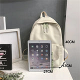 Solid Canvas School Bags for Teenage Girls Larger Capacity Backpack Men Women