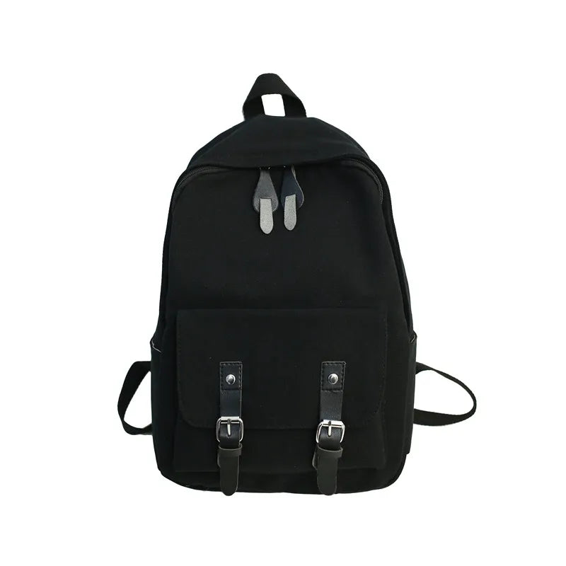 Solid Canvas School Bags for Teenage Girls Larger Capacity Backpack Men Women