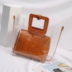 Crocodile Pattern PVC Handbag Composite Bag Sweet Shoulder Bags