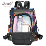 Waterproof Oxford Women Backpack Anti-theft Print School Bag