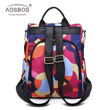 Waterproof Oxford Women Backpack Anti-theft Print School Bag