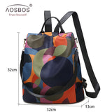 Waterproof Oxford Women Backpack Anti-theft Print School Bag