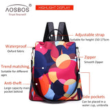 Waterproof Oxford Women Backpack Anti-theft Print School Bag