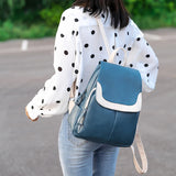 Soft Leather Backpack Patchwork Shoulder Bag Large Capacity School Bags