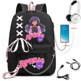 Aphmau Backpack USB Charging Laptop Backpack High School Bag
