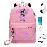 Aphmau Backpack USB Charging School Bag Girl Waterproof Student Backpack