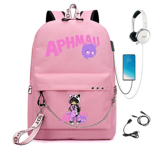 Aphmau Backpack USB Charging School Bag Girl Waterproof Student Backpack