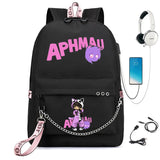 Aphmau Backpack USB Charging School Bag Girl Waterproof Student Backpack