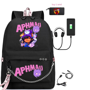 Aphmau Laptop USB Bag Canvas Shoulder Backpack with Pencil Case