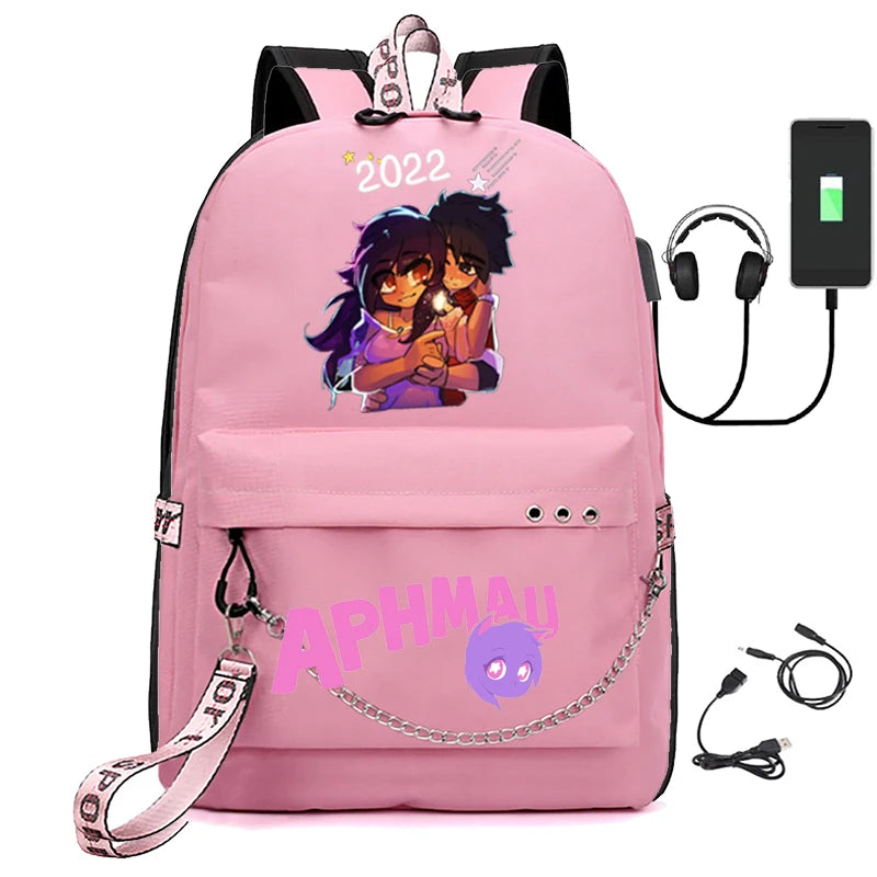 Aphmau Laptop USB Bag Canvas Shoulder Backpack
