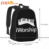 Iworship Praise God Keyboard Piano Keys Backpack Large Capacity