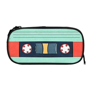 Aqua Retro Cassette Tape Pen Box Student School Anime Zipper Pen Bag