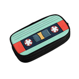 Aqua Retro Cassette Tape Pen Box Student School Anime Zipper Pen Bag