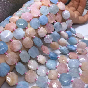 Aquamarine Morganite Rhodochrosite Cherry Agate Gemstone Beads 15mm Faceted Bulk