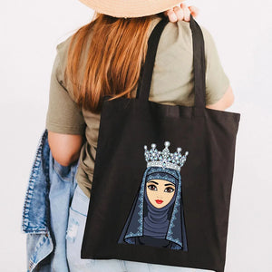 Arabic Woman Crown Hijab Face Muslim Islamic Eyes Covers Canvas Shoulder