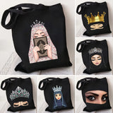 Arabic Woman Crown Hijab Face Muslim Islamic Eyes Covers Canvas Shoulder