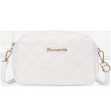 Argyle Quilted Square Bag Metal Letter Shoulder Crossbody Purse