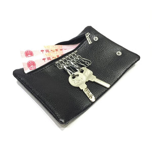 Real Leather Key Wallet Solid Colors Key Organizer Key Holder