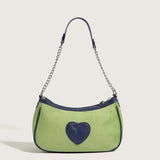 Retro PU Leather Heart Handle Shoulder Bag for Women