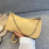 Small Chain Clutch Armpit Shoulder Bag Solid PU Leather